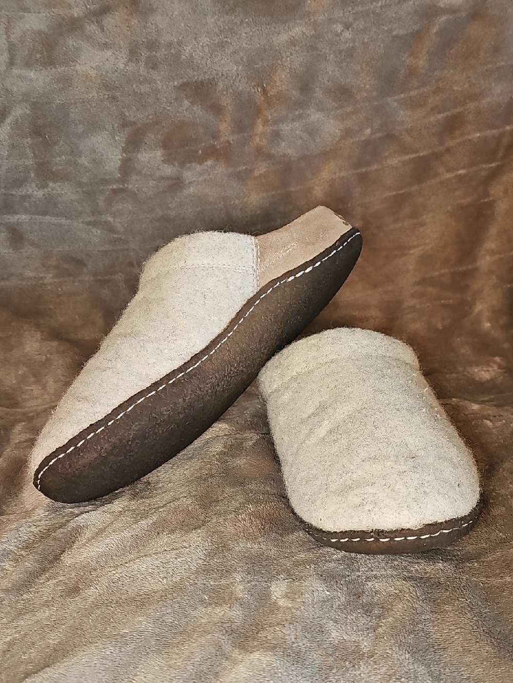 Sorel Women's Light Gray Felt Slip-On Slippers Mule with Shearling Lining